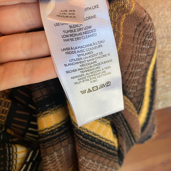 Maeve Anthropologie Wrap Midi Dress Striped Black & Brown XS - Picture 9 of 10